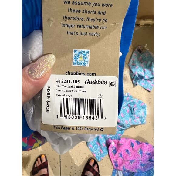 Chubbies NWT Big Boys Youth The Tropical Bunches Classic Swim Trunks Multicolor - Picture 4 of 4